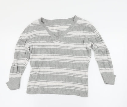 Papaya Womens Grey Striped  Pullover Jumper Size 14