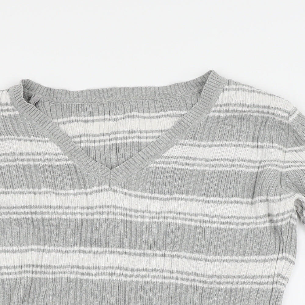 Papaya Womens Grey Striped  Pullover Jumper Size 14
