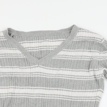 Papaya Womens Grey Striped  Pullover Jumper Size 14
