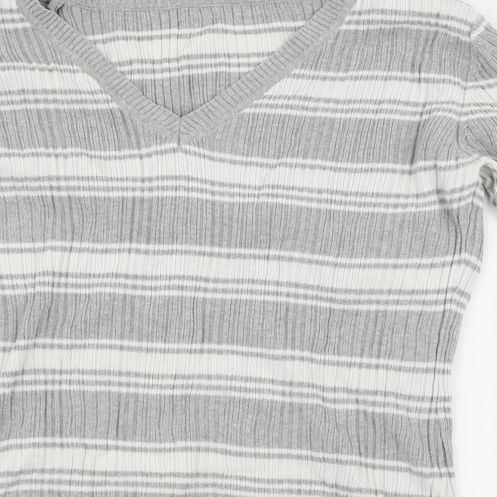 Papaya Womens Grey Striped  Pullover Jumper Size 14