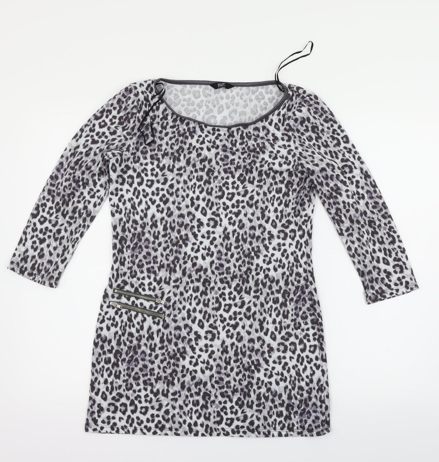 F&F Womens Multicoloured Animal Print  Basic T-Shirt Size 8