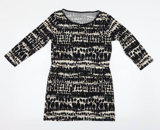 F&F Womens Black Animal Print  Basic Blouse Size 8