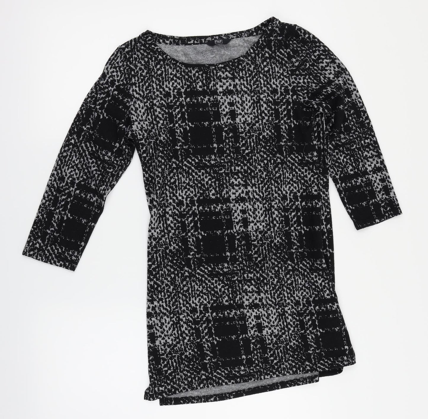 F&F Womens Black Herringbone  Basic Blouse Size 8