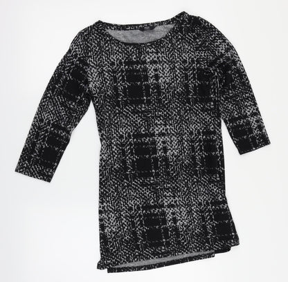 F&F Womens Black Herringbone  Basic Blouse Size 8