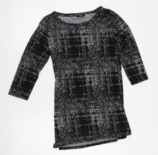 F&F Womens Black Herringbone  Basic Blouse Size 8