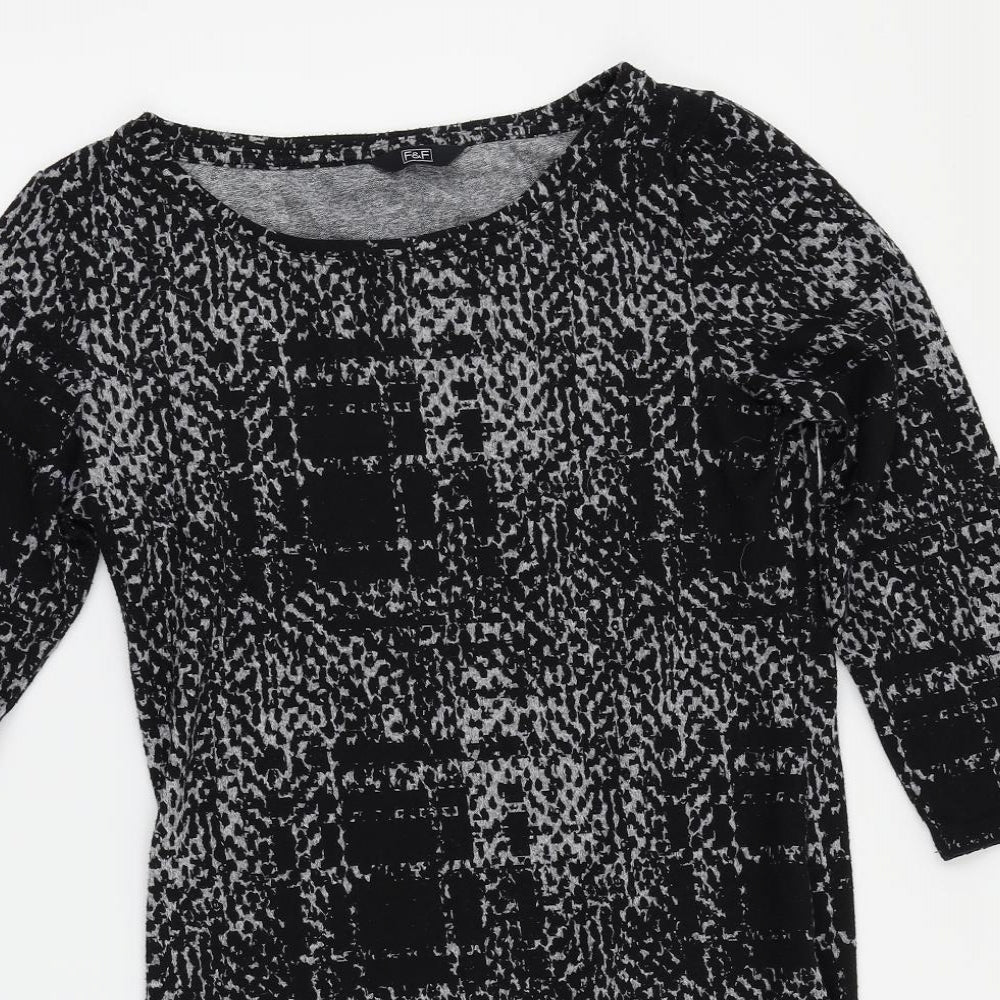 F&F Womens Black Herringbone  Basic Blouse Size 8