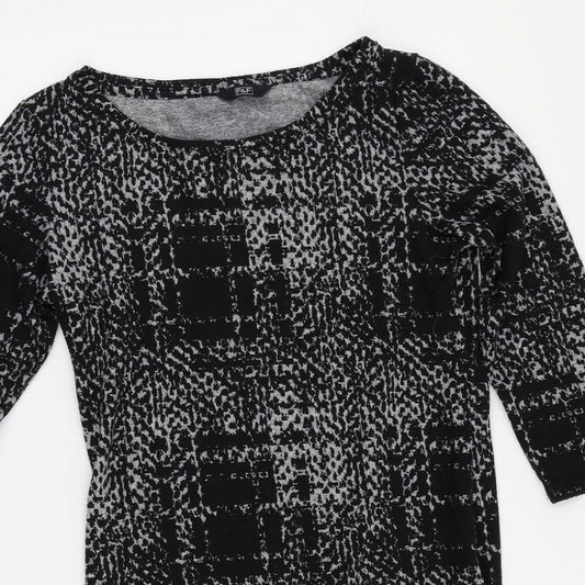 F&F Womens Black Herringbone  Basic Blouse Size 8