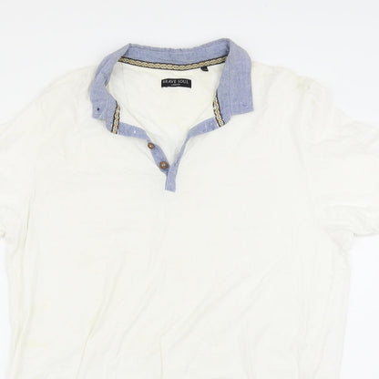 Brave Soul Mens White    Polo Size 2XL