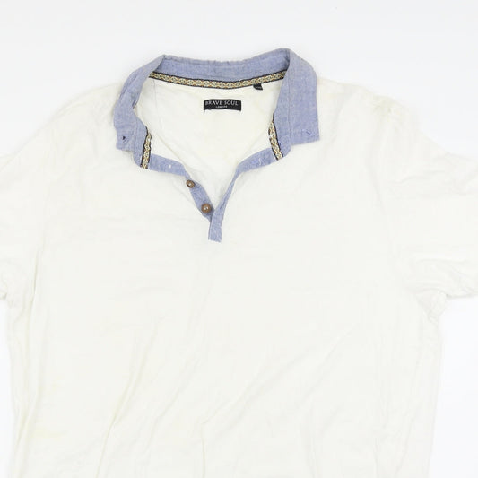 Brave Soul Mens White    Polo Size 2XL