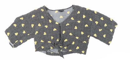 Womens UK Size 8 Topshop Black Cropped Blouse