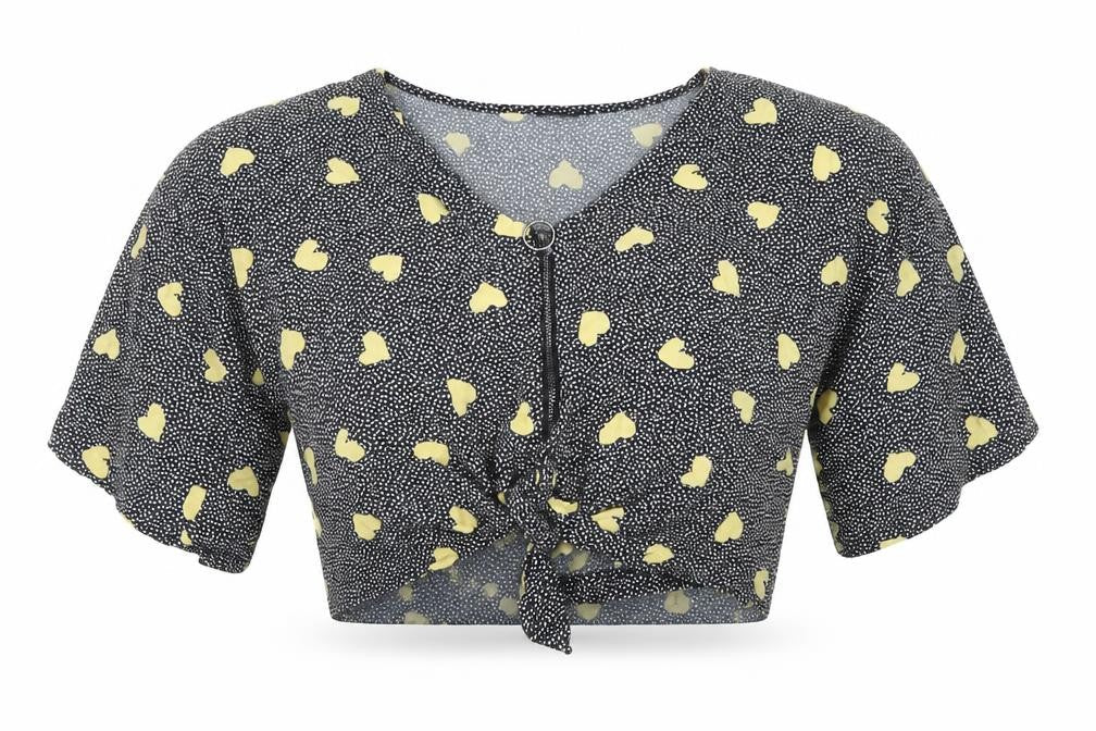 Womens UK Size 8 Topshop Black Cropped Blouse