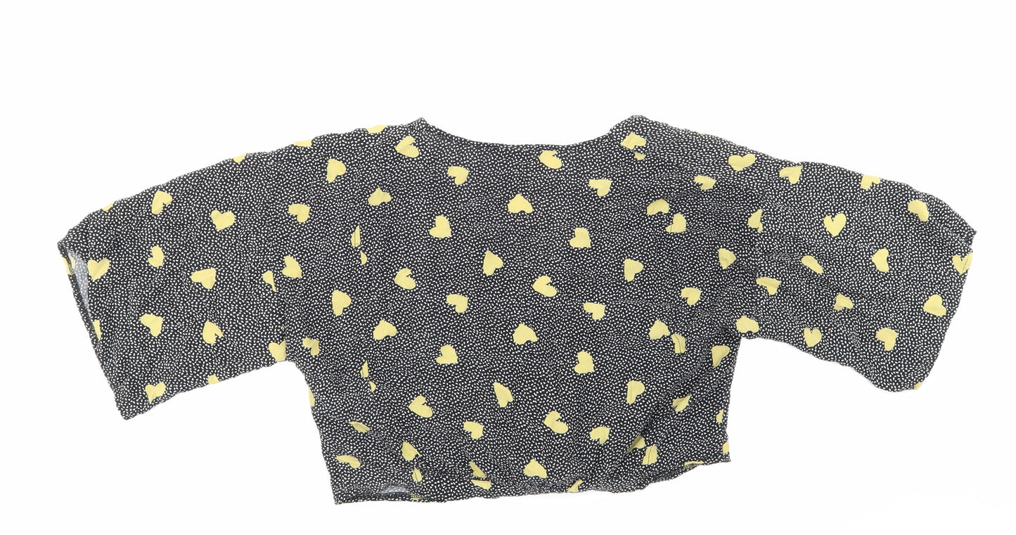 Womens UK Size 8 Topshop Black Cropped Blouse