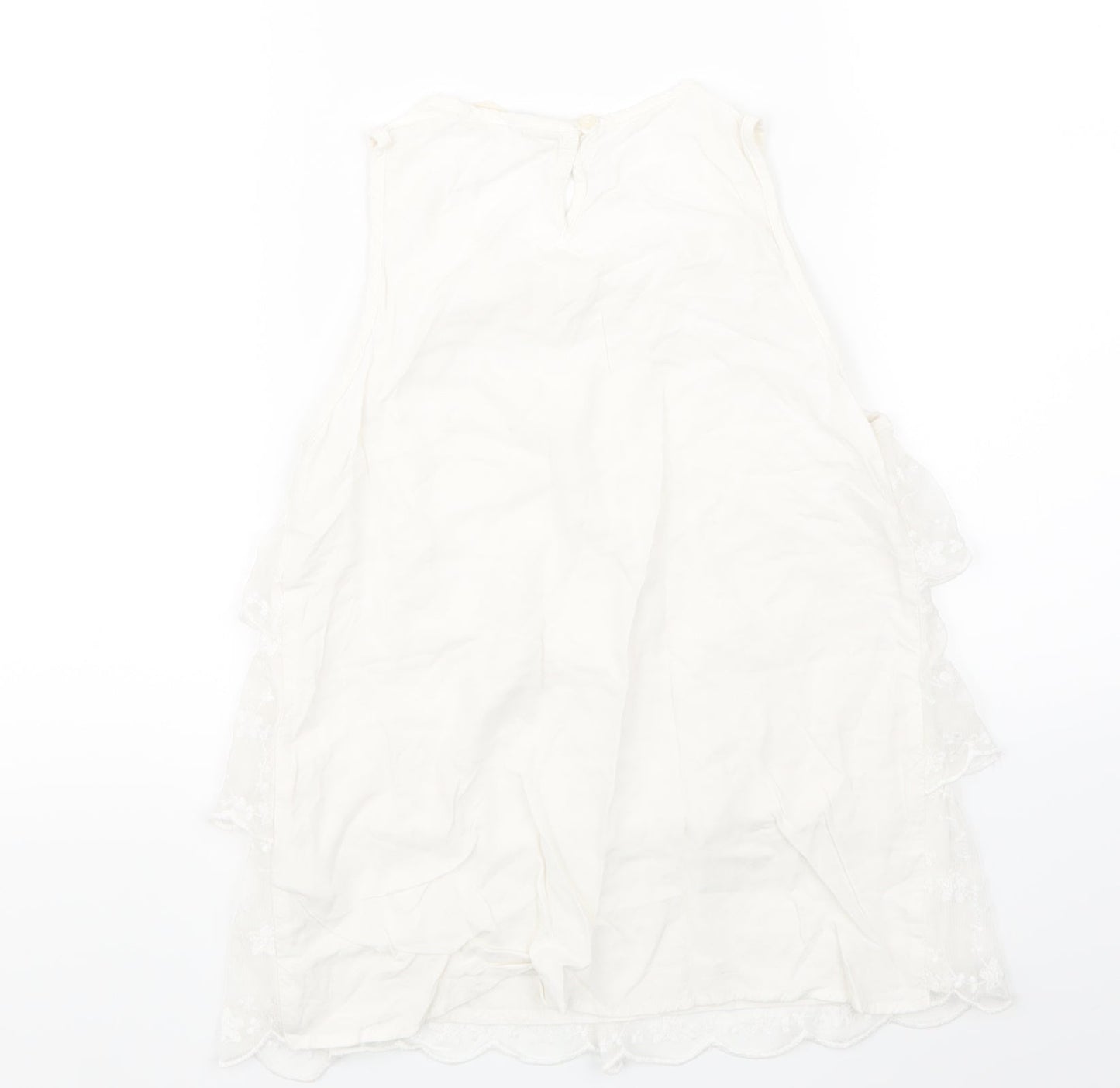 H&M Girls White Floral Lace Basic T-Shirt Size 11-12 Years