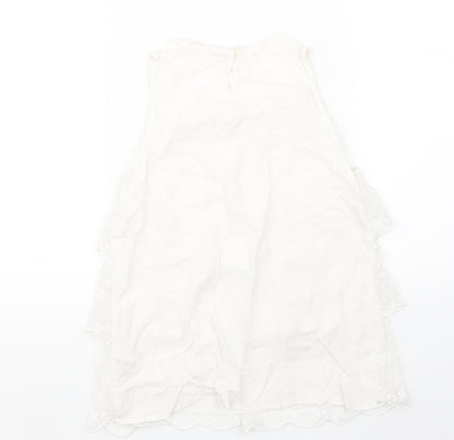 H&M Girls White Floral Lace Basic T-Shirt Size 11-12 Years