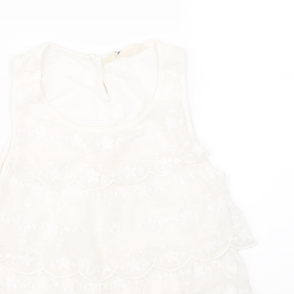 H&M Girls White Floral Lace Basic T-Shirt Size 11-12 Years
