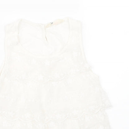 H&M Girls White Floral Lace Basic T-Shirt Size 11-12 Years