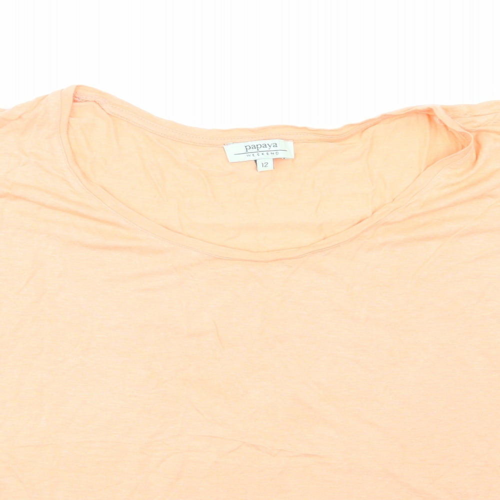Womens UK Size 12 Papaya Orange Basic T-Shirt