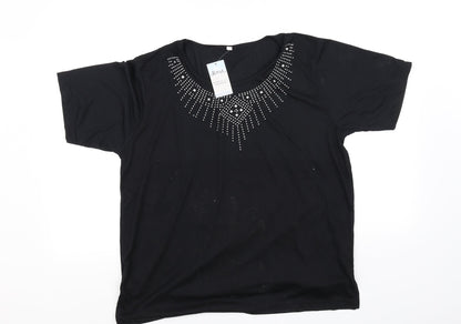 Womens UK Size L pre worn Black Basic T-Shirt