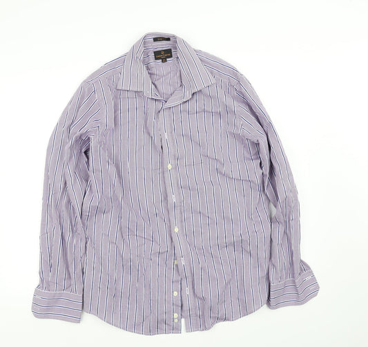 Mens UK Size 16 pre worn Purple  Button-Up Long Sleeve Casual Shirt