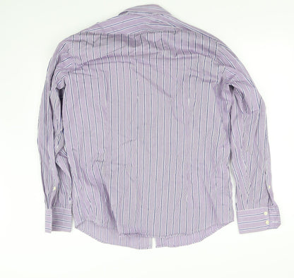 Mens UK Size 16 pre worn Purple  Button-Up Long Sleeve Casual Shirt