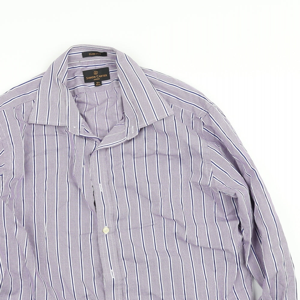 Mens UK Size 16 pre worn Purple  Button-Up Long Sleeve Casual Shirt