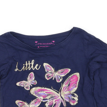Primark Girls Blue   Basic T-Shirt Size 3-4 Years