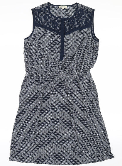 Papaya Womens Blue Geometric  Shirt Dress  Size 14  - Lace detail