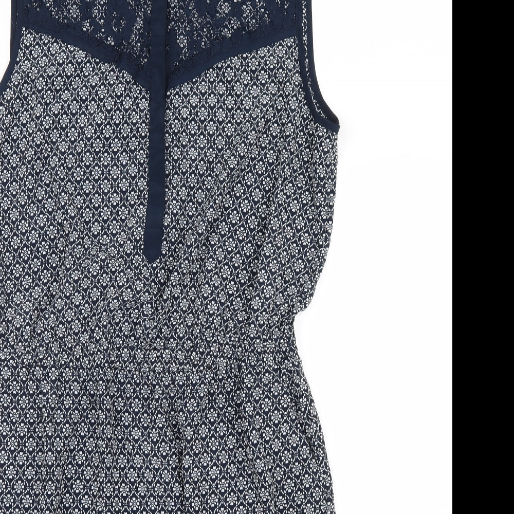Papaya Womens Blue Geometric  Shirt Dress  Size 14  - Lace detail