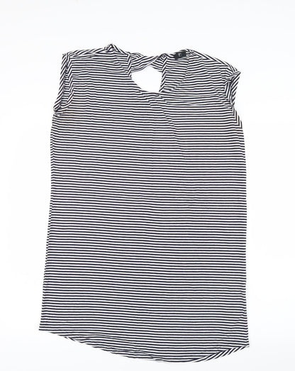 F&F Womens White Striped  Basic T-Shirt Size 12