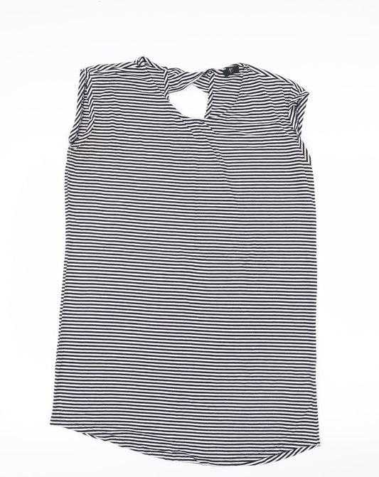 F&F Womens White Striped  Basic T-Shirt Size 12