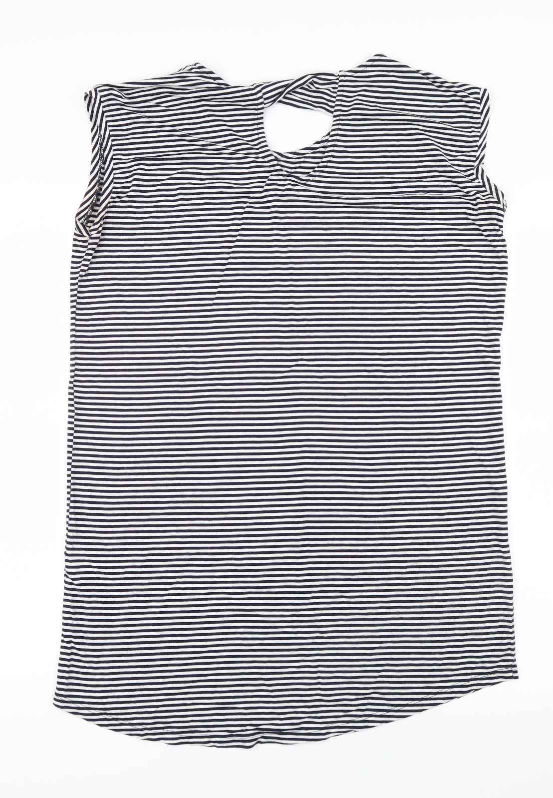 F&F Womens White Striped  Basic T-Shirt Size 12