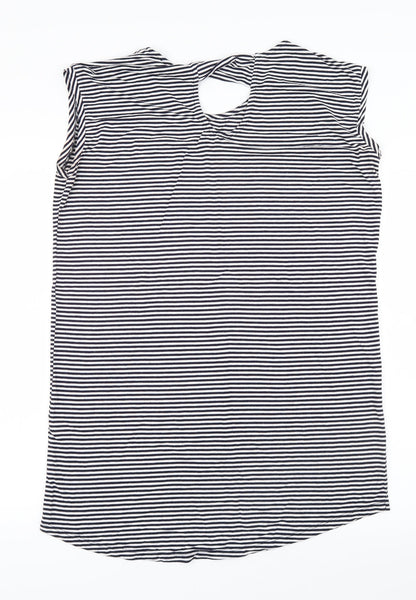 F&F Womens White Striped  Basic T-Shirt Size 12