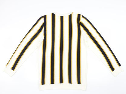 Primark Mens White Striped Knit Pullover Jumper Size M