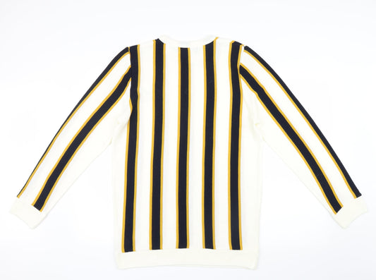 Primark Mens White Striped Knit Pullover Jumper Size M