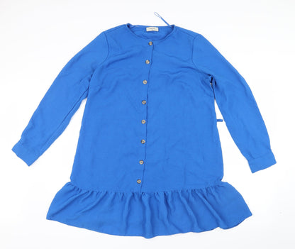Womens UK Size 12 Papaya Blue Basic Blouse