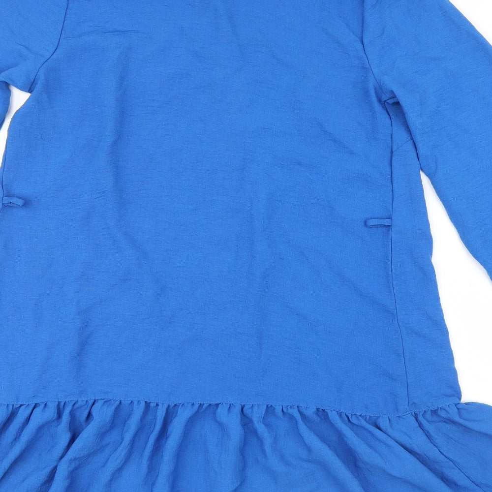 Womens UK Size 12 Papaya Blue Basic Blouse
