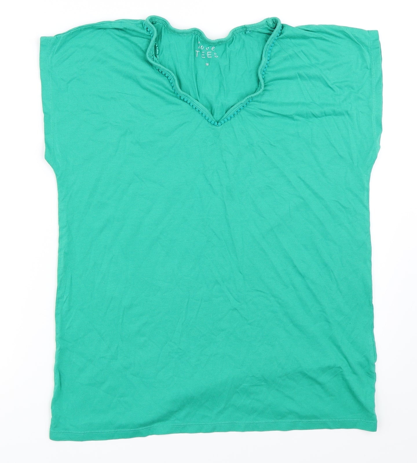 Womens UK Size 16 Preworn Green Basic T-Shirt