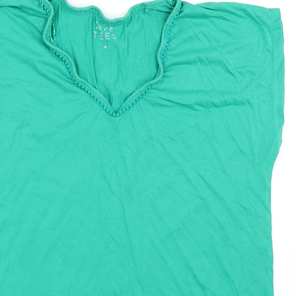 Womens UK Size 16 Preworn Green Basic T-Shirt