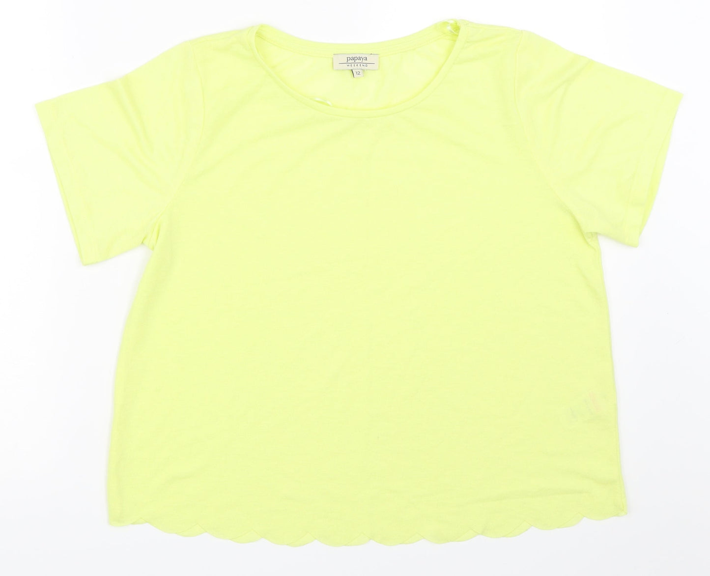 Womens UK Size 12 Papaya Yellow Basic T-Shirt