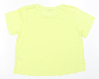 Womens UK Size 12 Papaya Yellow Basic T-Shirt