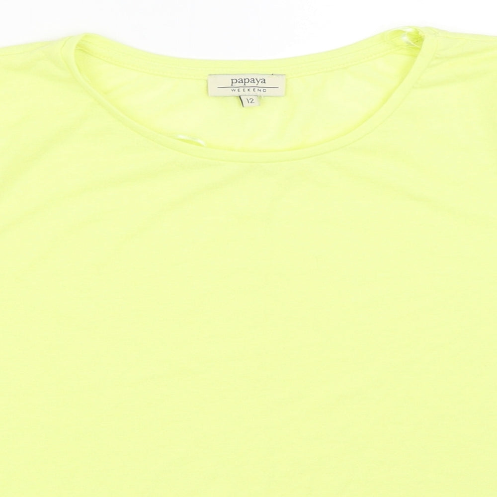 Womens UK Size 12 Papaya Yellow Basic T-Shirt