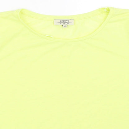 Womens UK Size 12 Papaya Yellow Basic T-Shirt