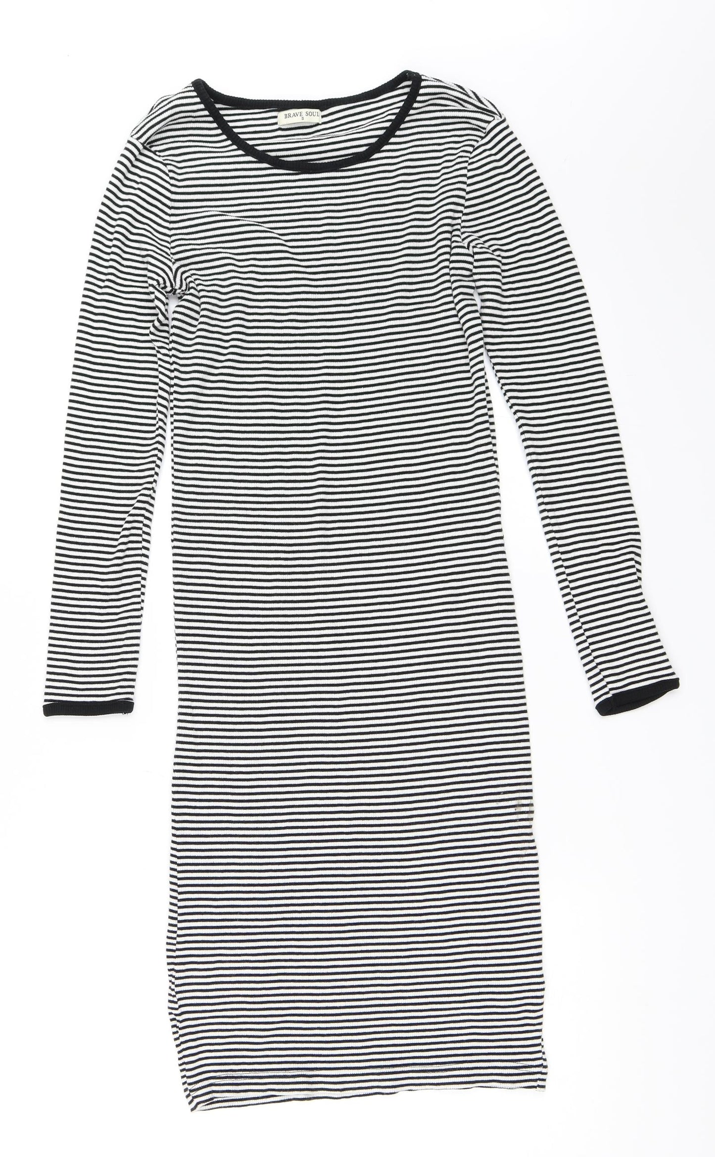 Brave Soul Womens White Striped  Bodycon  Size S