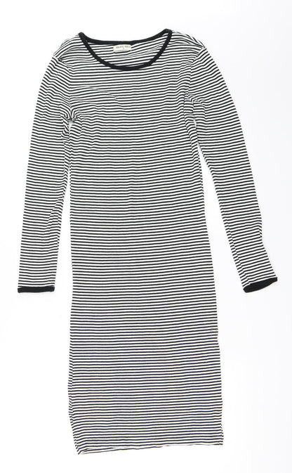 Brave Soul Womens White Striped  Bodycon  Size S