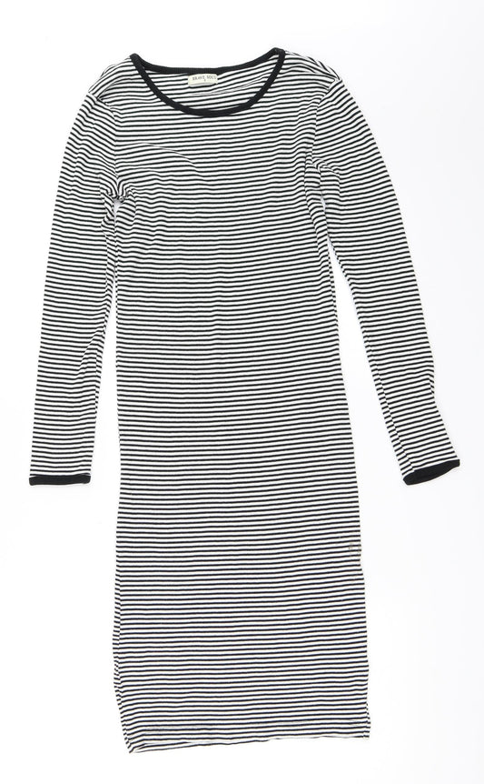 Brave Soul Womens White Striped  Bodycon  Size S