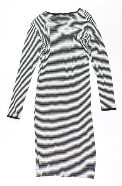 Brave Soul Womens White Striped  Bodycon  Size S