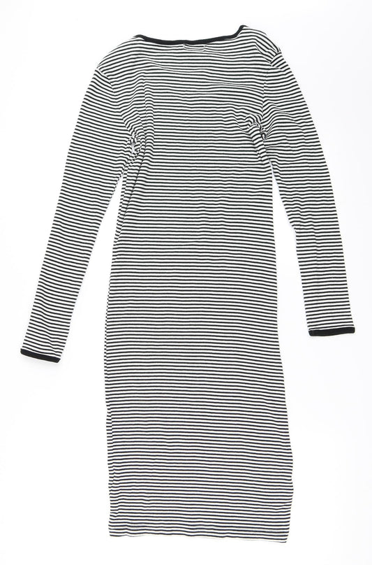 Brave Soul Womens White Striped  Bodycon  Size S