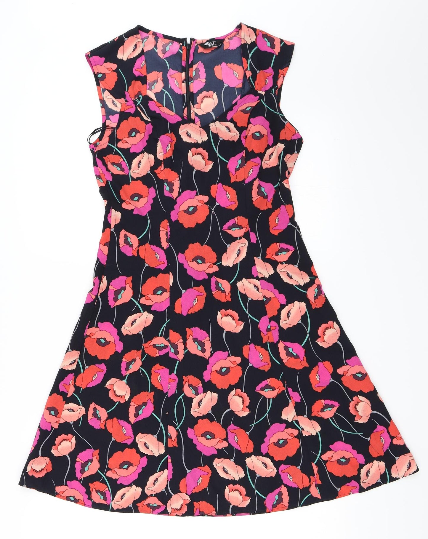 F&F Womens Black Floral  Shift  Size 6