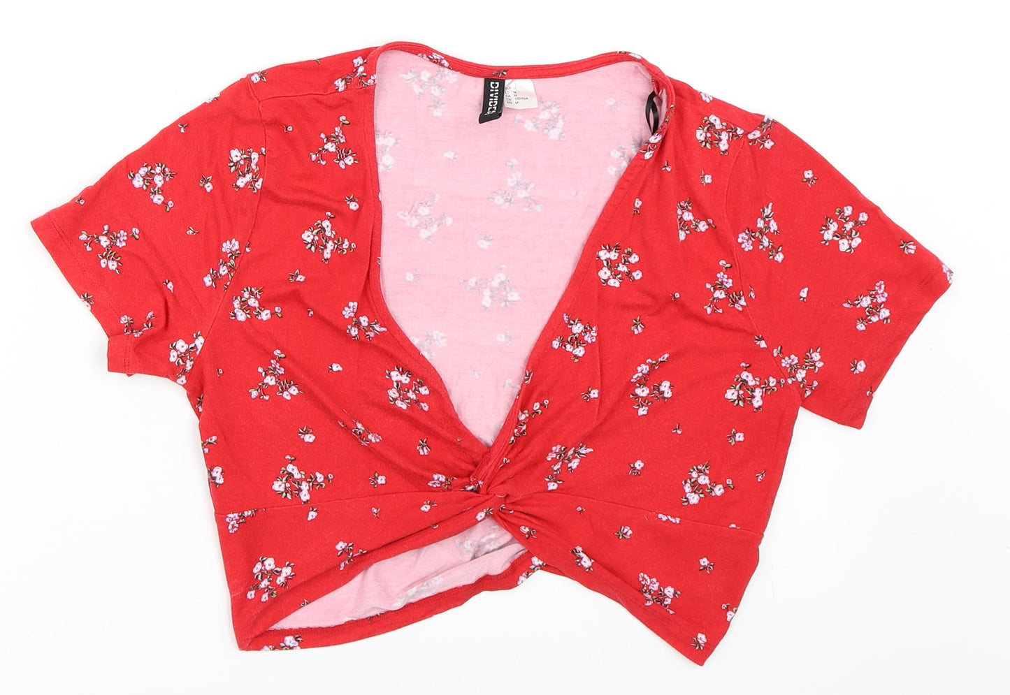 Womens UK Size M H&M Red Cropped T-Shirt