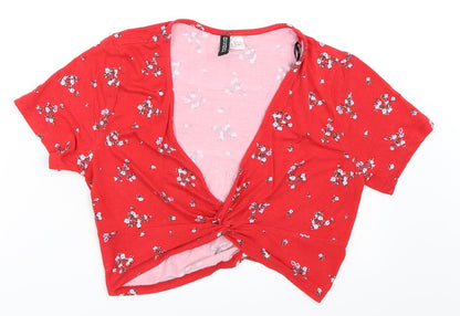 Womens UK Size M H&M Red Cropped T-Shirt
